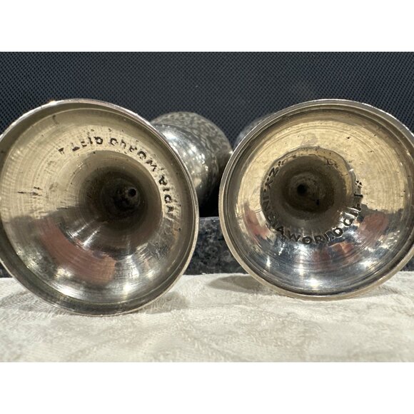 Vintage Silver-Plated Brass  Goblets Set Of 2 With Floral Etched - Picture 6 of 11